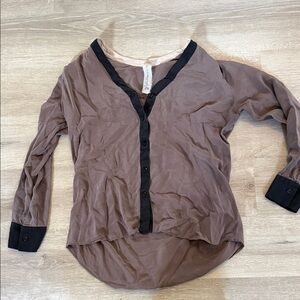 Women's Brown Button-Up Top